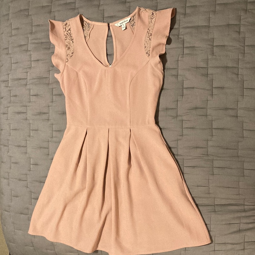 Elegant Pink Lace-Trimmed Dress